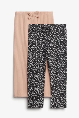Lot de 2 leggings en Moss et tricot brossé - Bébé fille