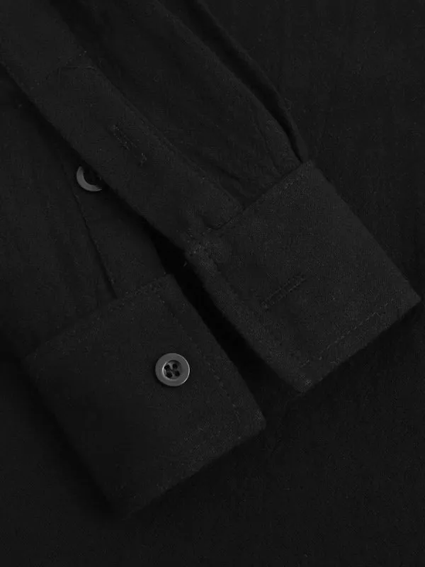 Men's Solid Color Cotton Linen Long Sleeve Casual Shirt