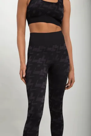 Mono B Seamless Geometric High-Waisted Legging - Charcoal