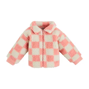 MUD Pink Check Sherpa Jacket