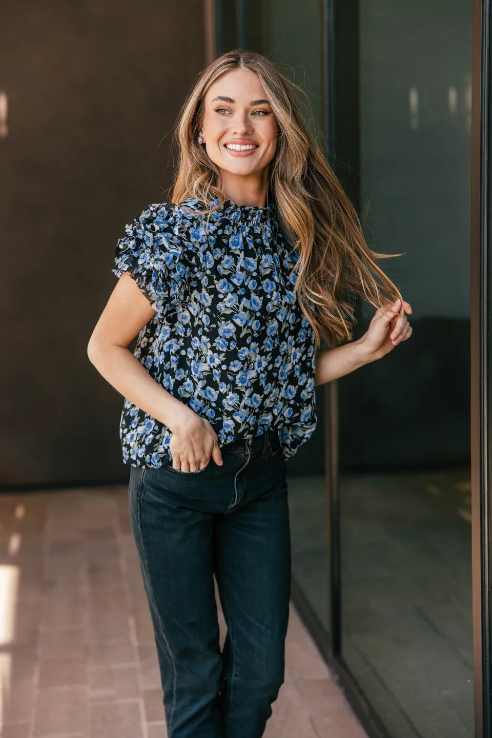 NEW!! Cassie Floral Mock Neck Top