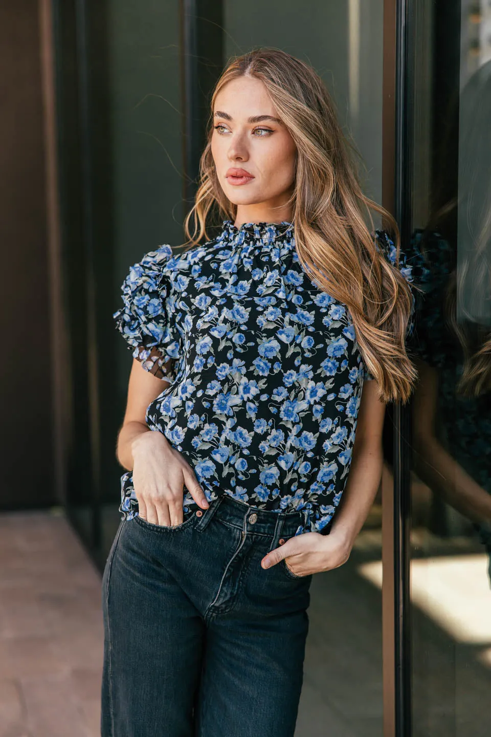 NEW!! Cassie Floral Mock Neck Top