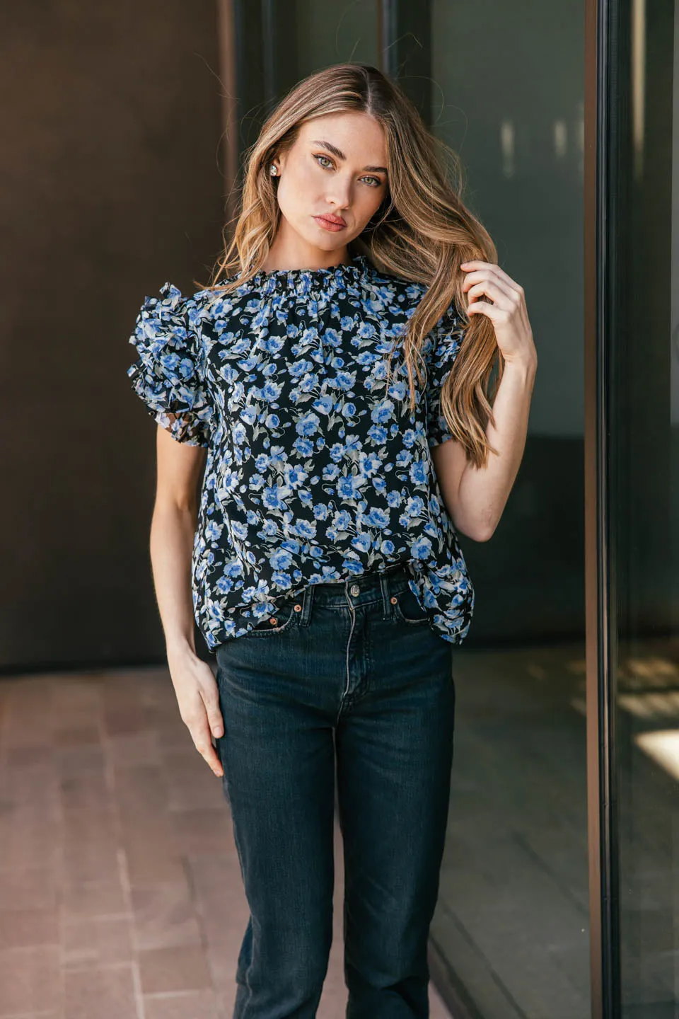 NEW!! Cassie Floral Mock Neck Top