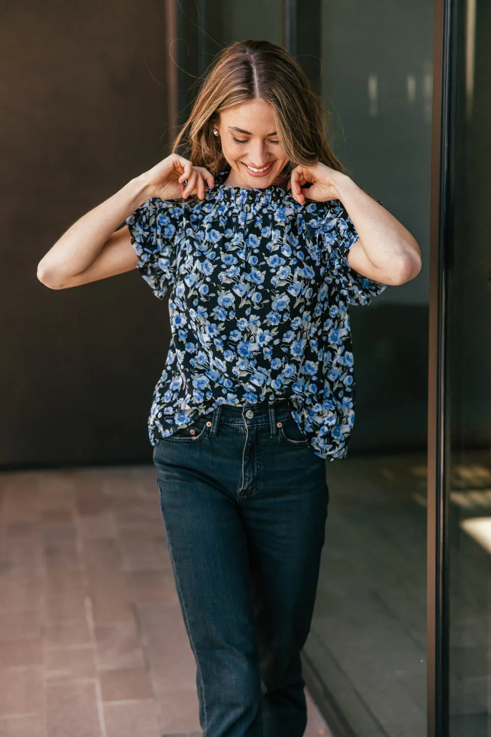 NEW!! Cassie Floral Mock Neck Top