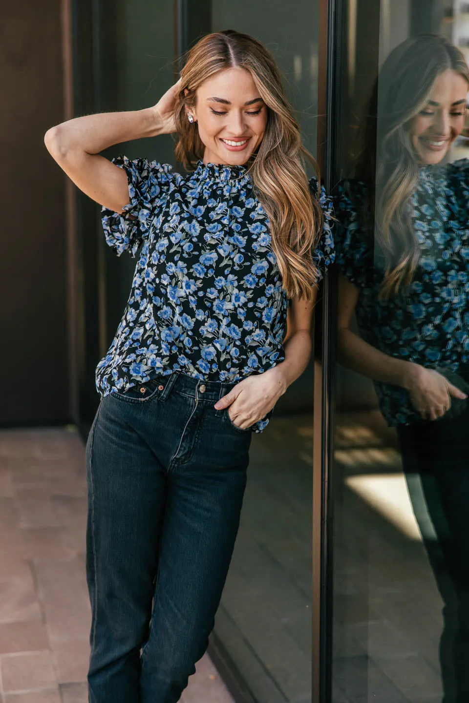 NEW!! Cassie Floral Mock Neck Top