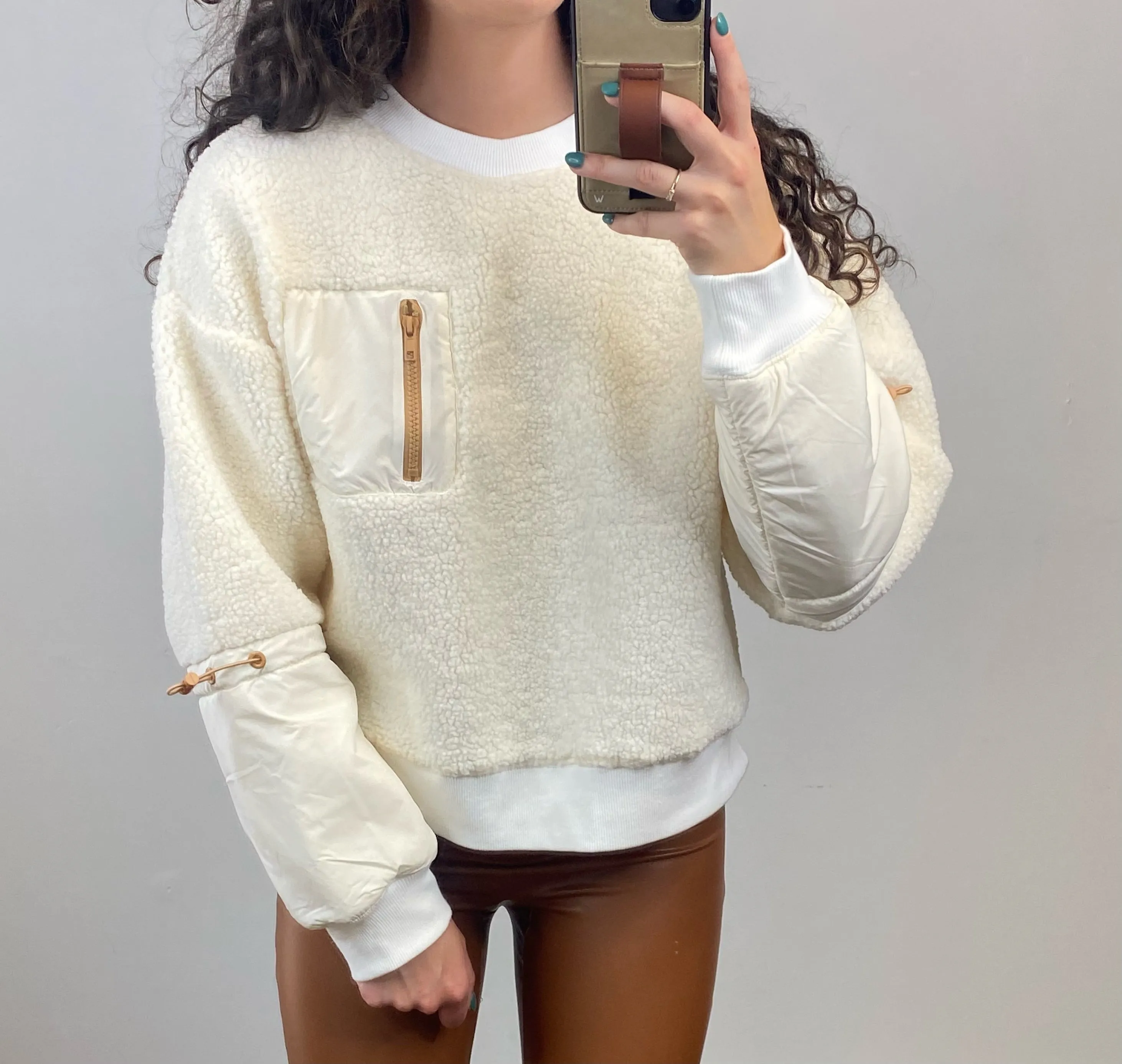 Open Your Mind Ivory Fleece Long Sleeve Pullover