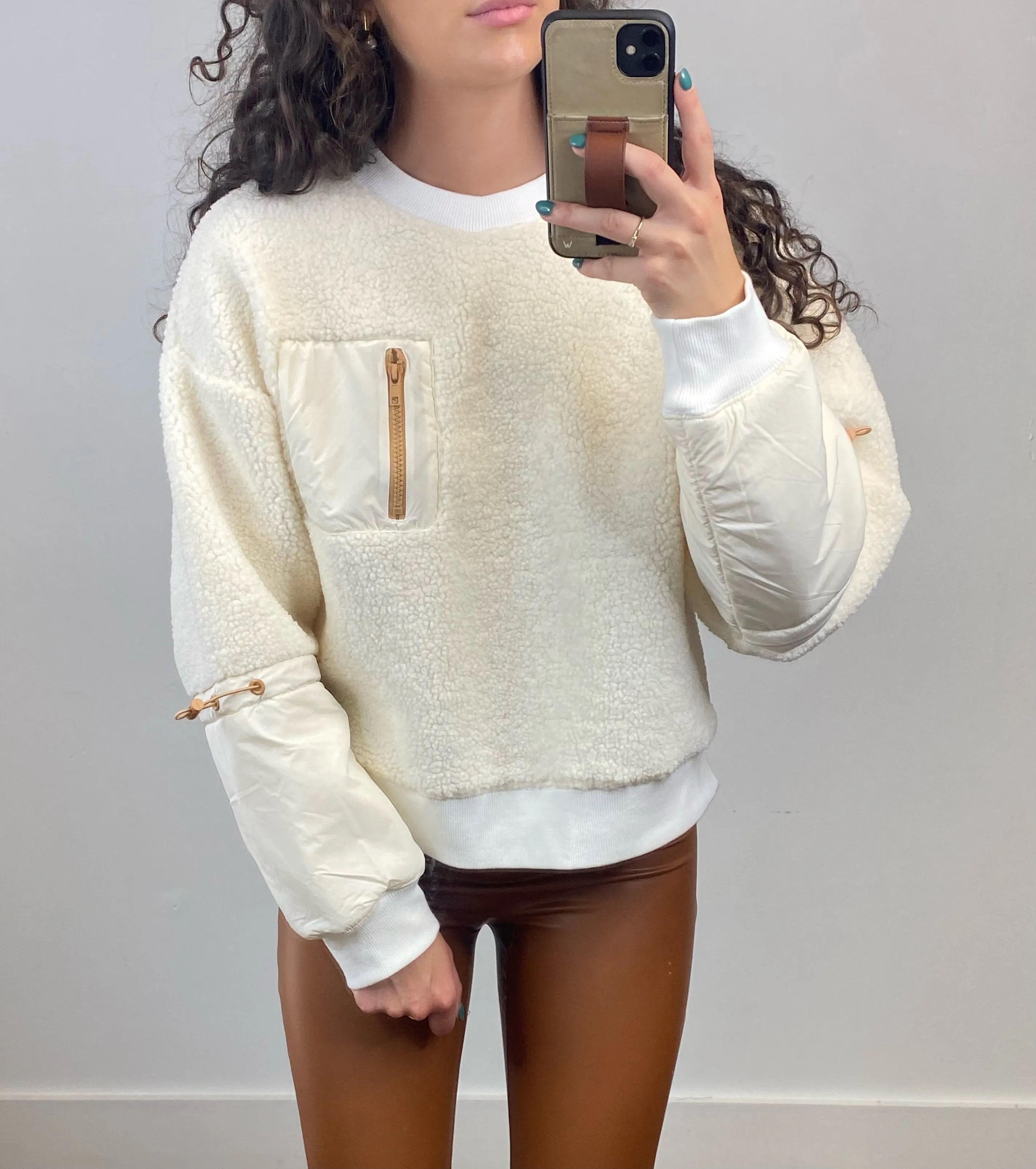 Open Your Mind Ivory Fleece Long Sleeve Pullover