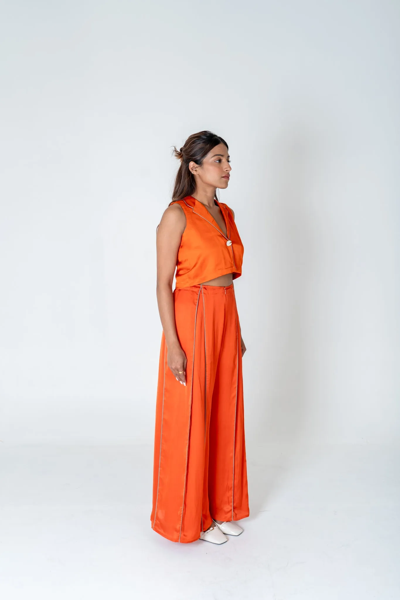 Orange Sleeveless Waistcoat Co-ord Set