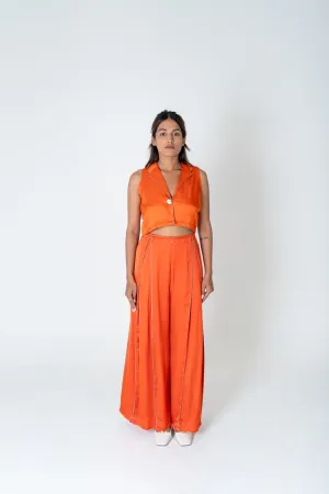 Orange Sleeveless Waistcoat Co-ord Set