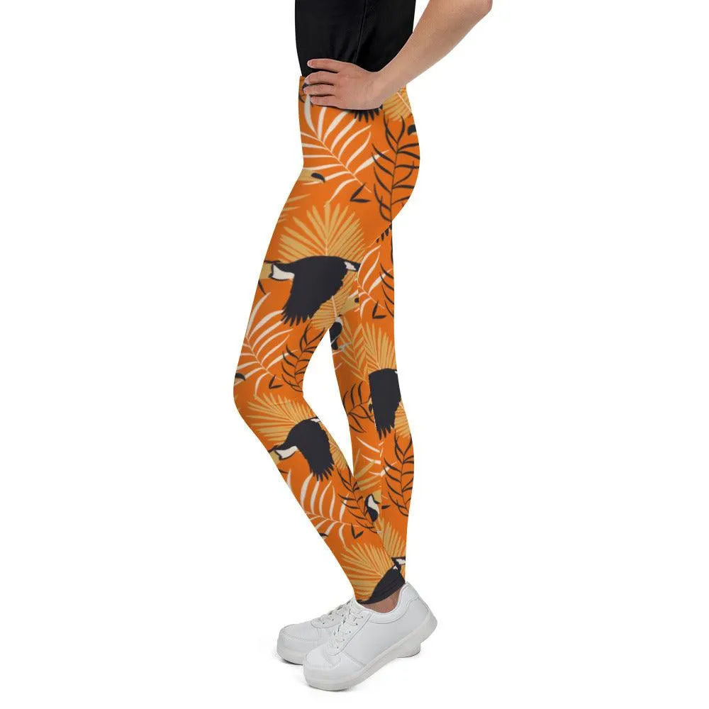 Orange Tropical Toucan Youth Leggings