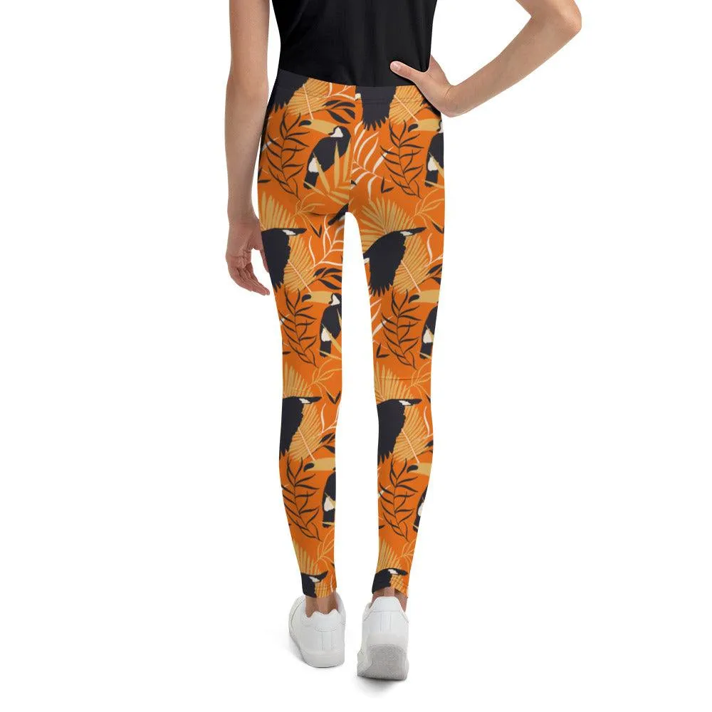 Orange Tropical Toucan Youth Leggings