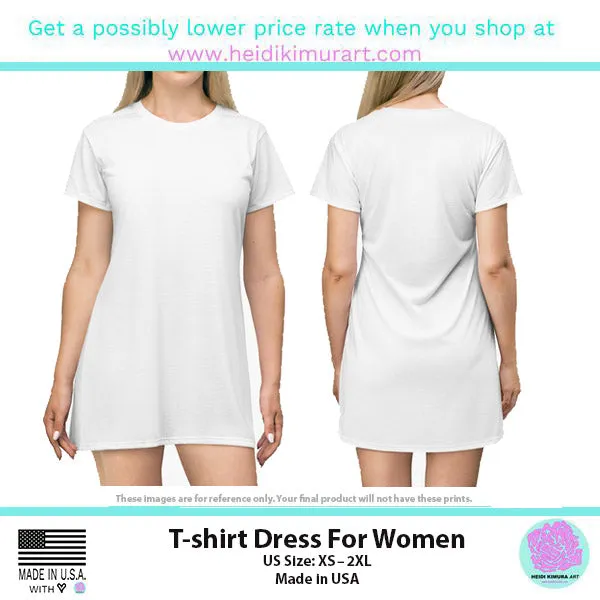 Orange Zebra Print T-Shirt Dress, Zebra Animal Print Crew Neck Long Tee Shirt Dress - Made in USA