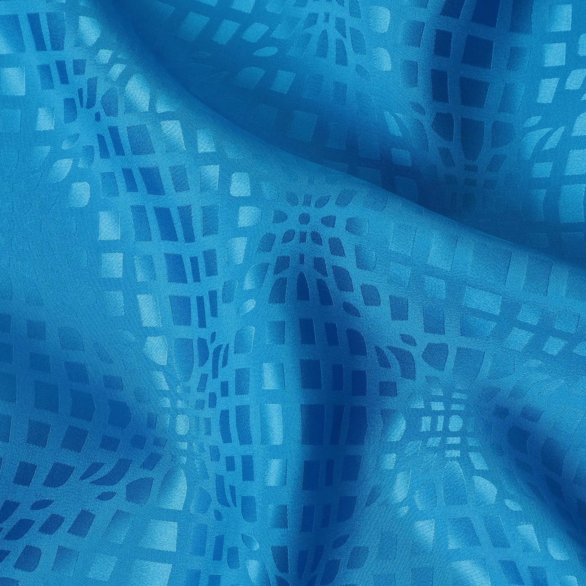 Petrol blue premium pure silk crepe fabric with same tone jacquard in fancy design-D11953