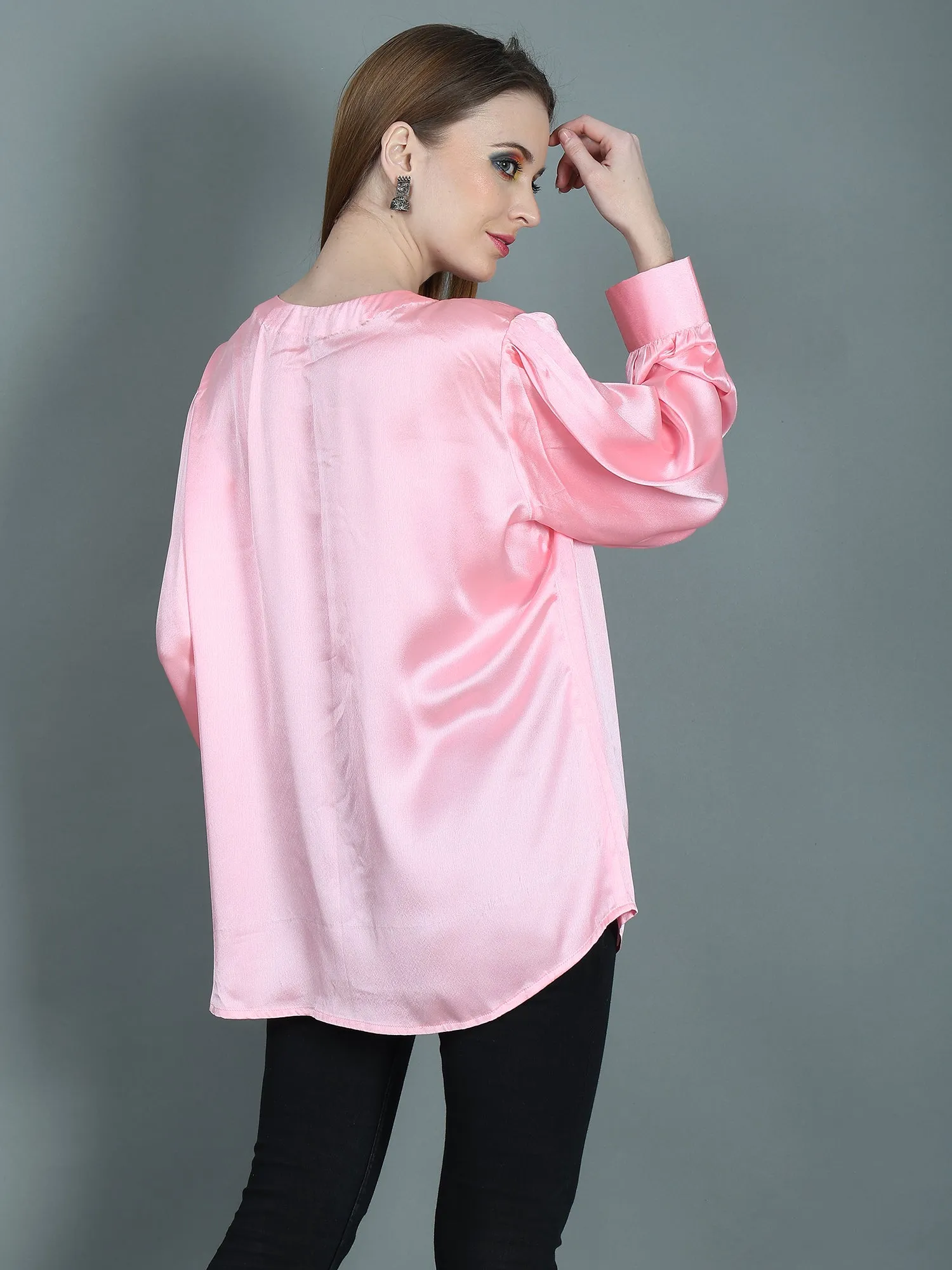 PINK TEA ROSE TOP FOR WOMEN