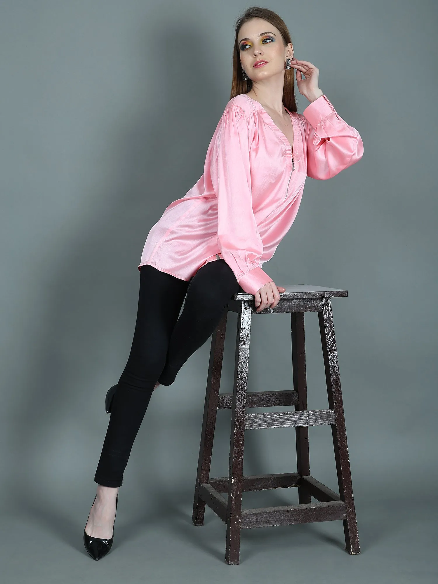 PINK TEA ROSE TOP FOR WOMEN