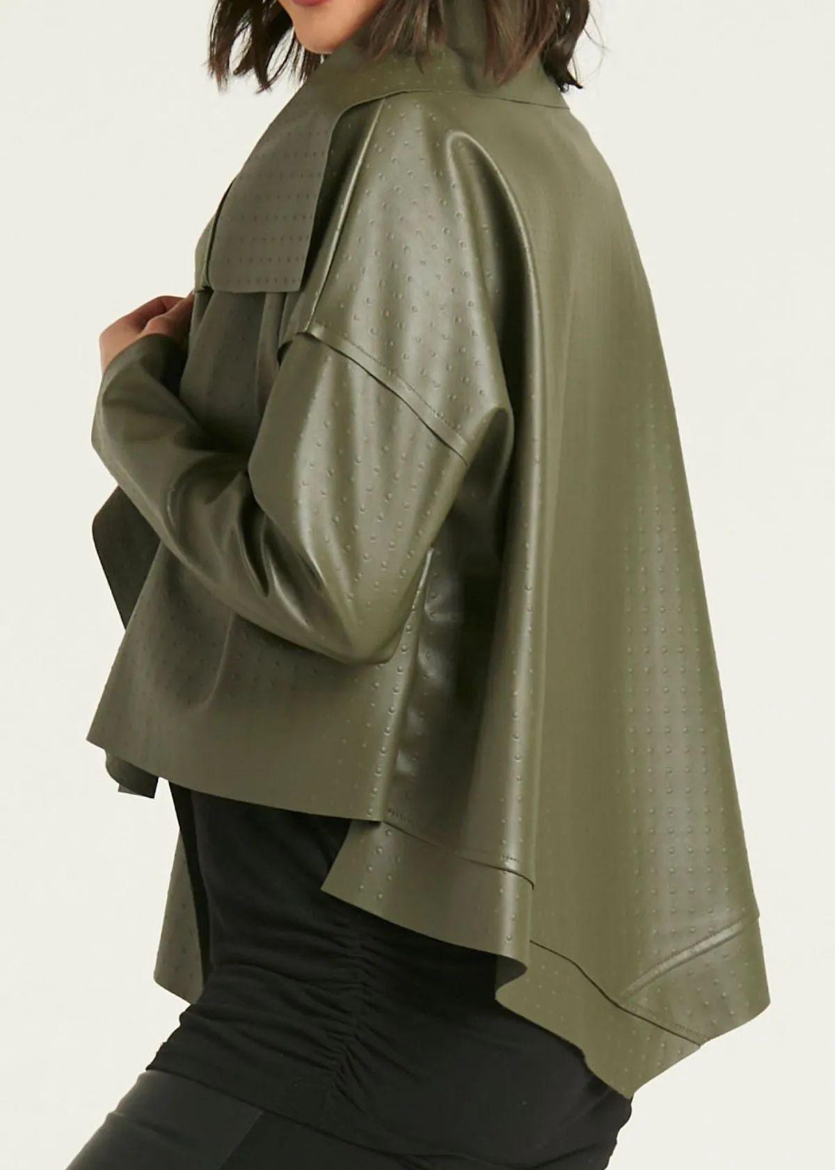 PLANET Vegan Leather Cropped Jacket - Thyme
