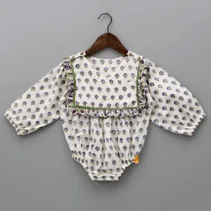 Pre Order: Floral Printed Bodysuit With Overlap Front