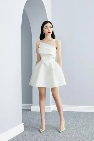 Quick Ship ELEGANT WINTOUR PUFF-SLEEVE MINI LBD DRESS- Moli