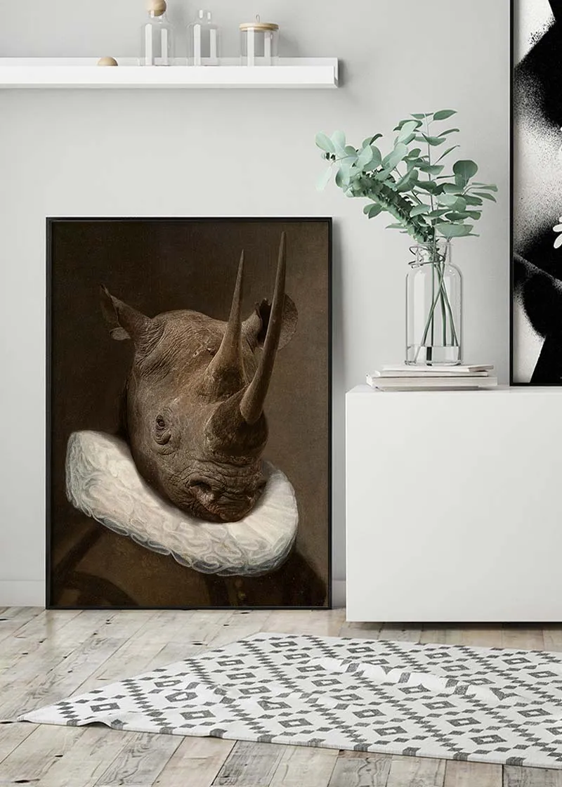 Rhino Victorian Neck Ruff Print