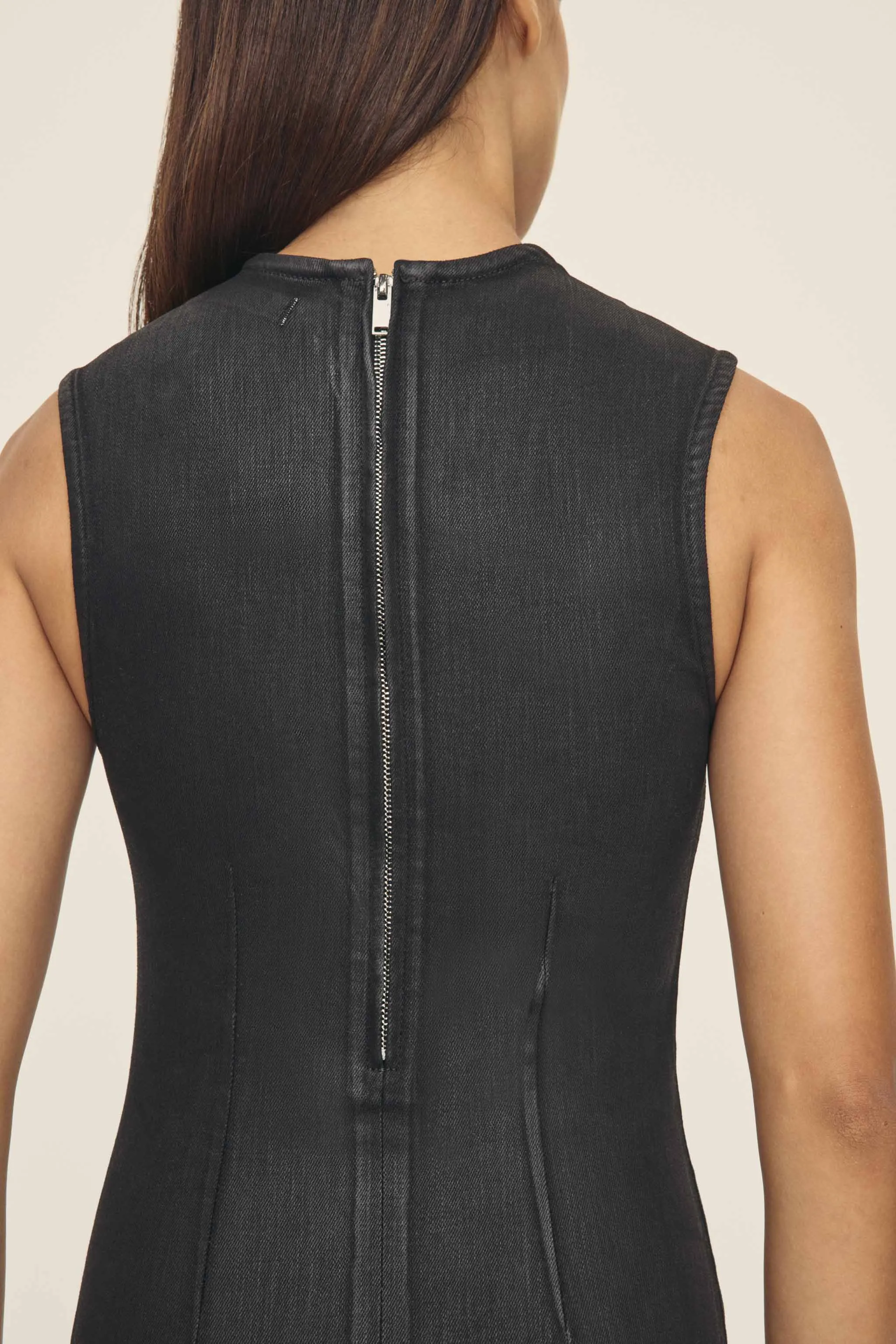 RKV - DENIM MAXI DRESS | NOIR WAX COATED