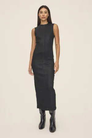 RKV - DENIM MAXI DRESS | NOIR WAX COATED