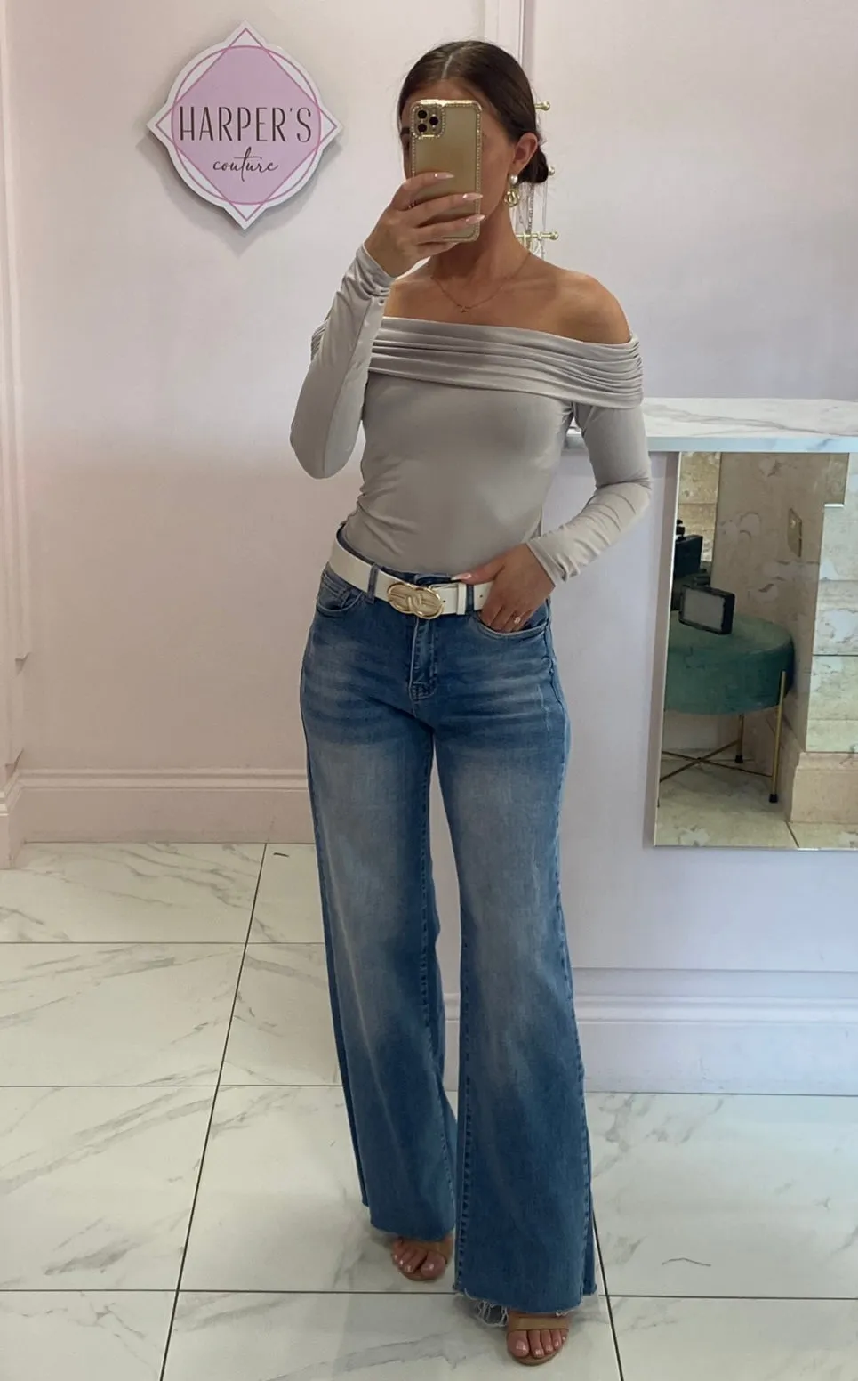 Shayla Bardot Grey Bodysuit