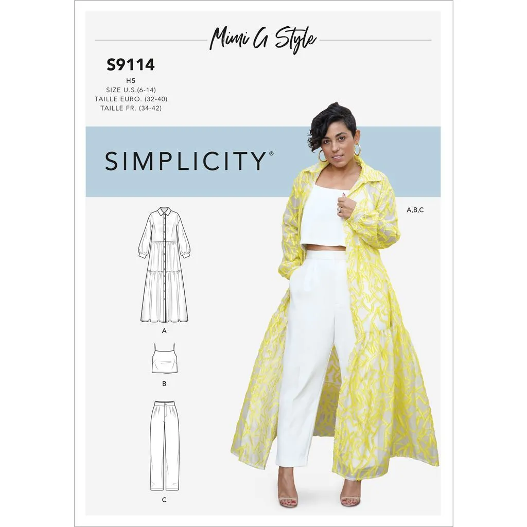 Simplicity Sewing Pattern S9114 Misses' Dress, Top & Pants