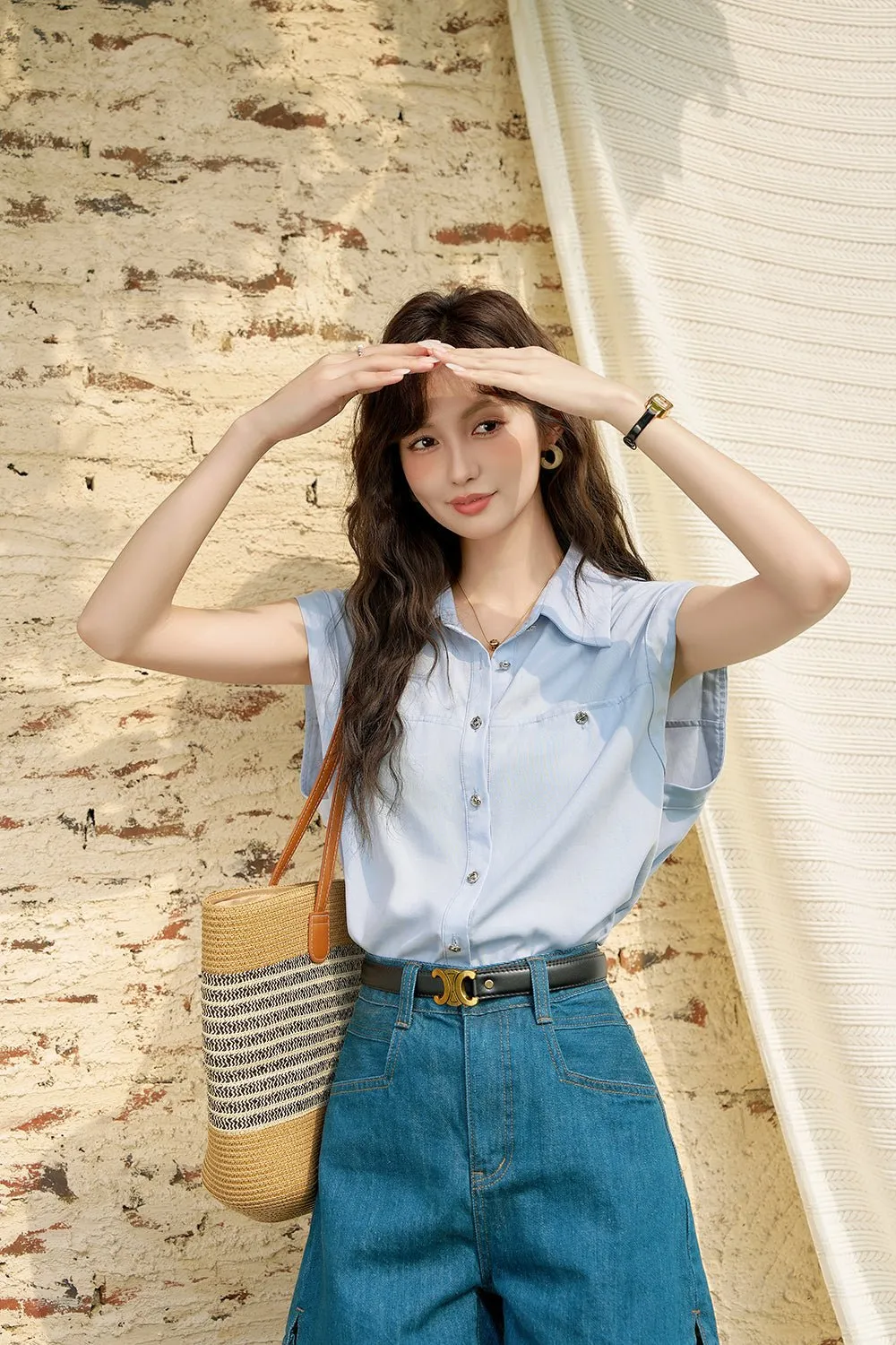 Sleeveless Waistcoat Shirt for Women