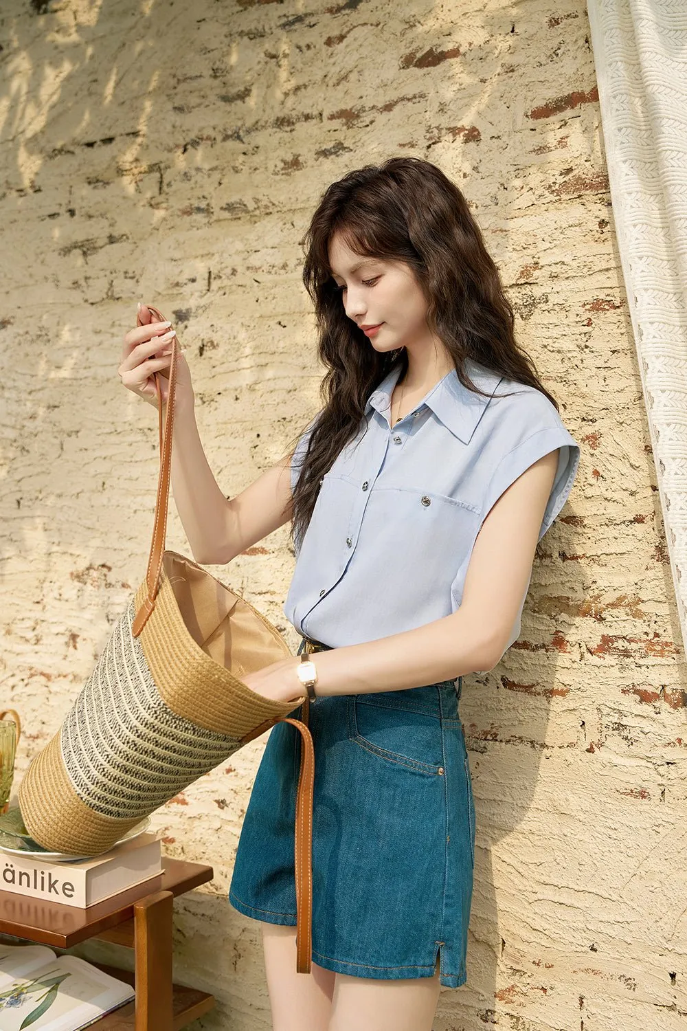 Sleeveless Waistcoat Shirt for Women