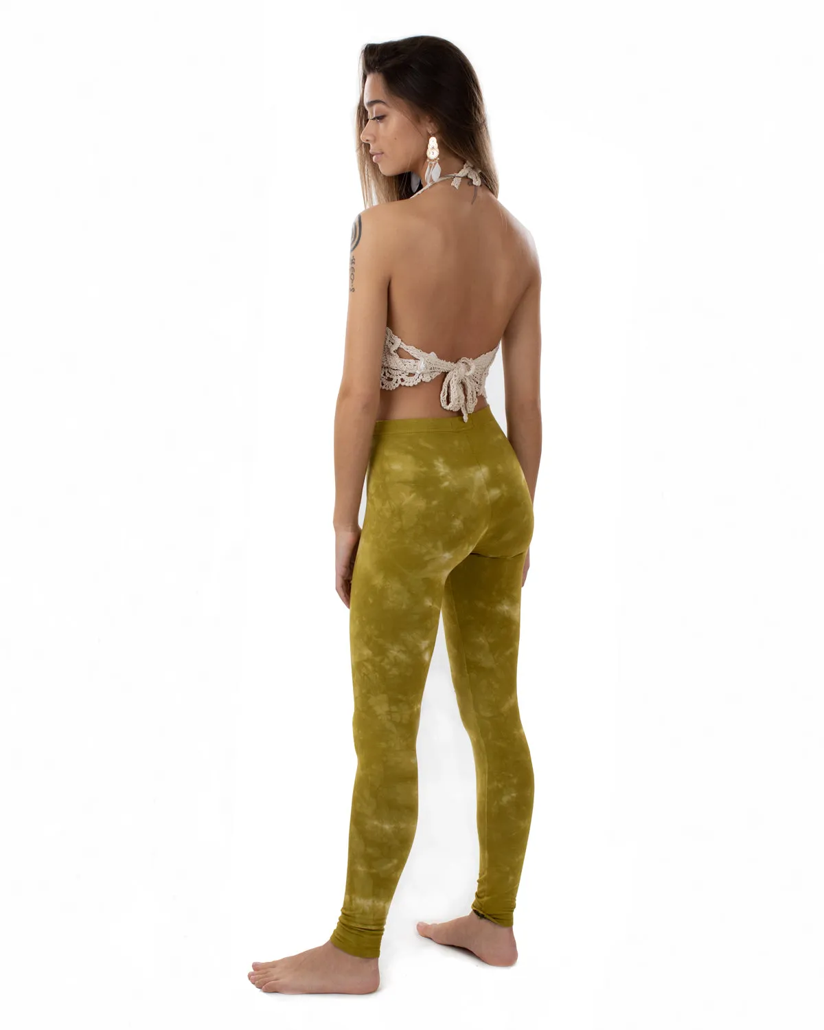 Stonewash Tie Dye Leggings Green