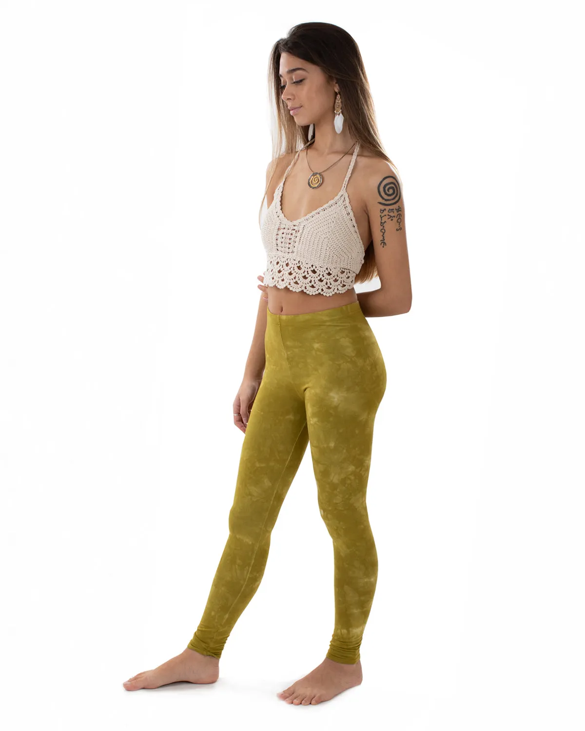Stonewash Tie Dye Leggings Green