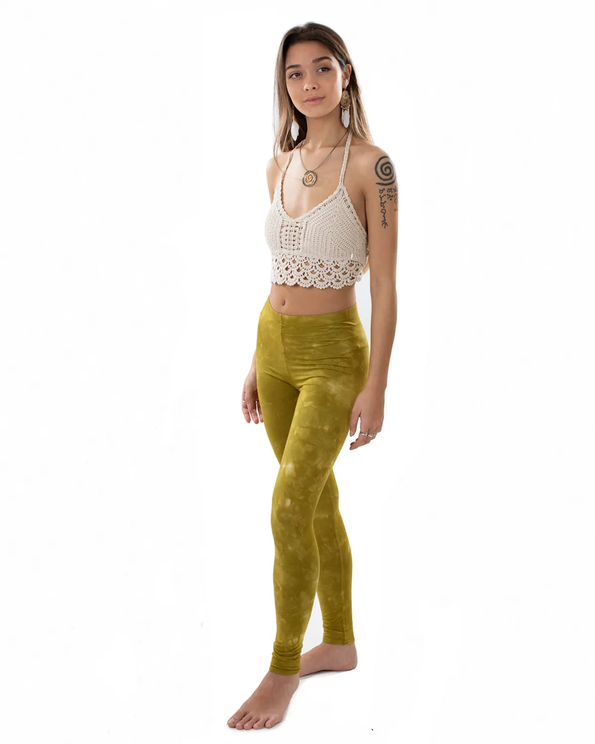 Stonewash Tie Dye Leggings Green