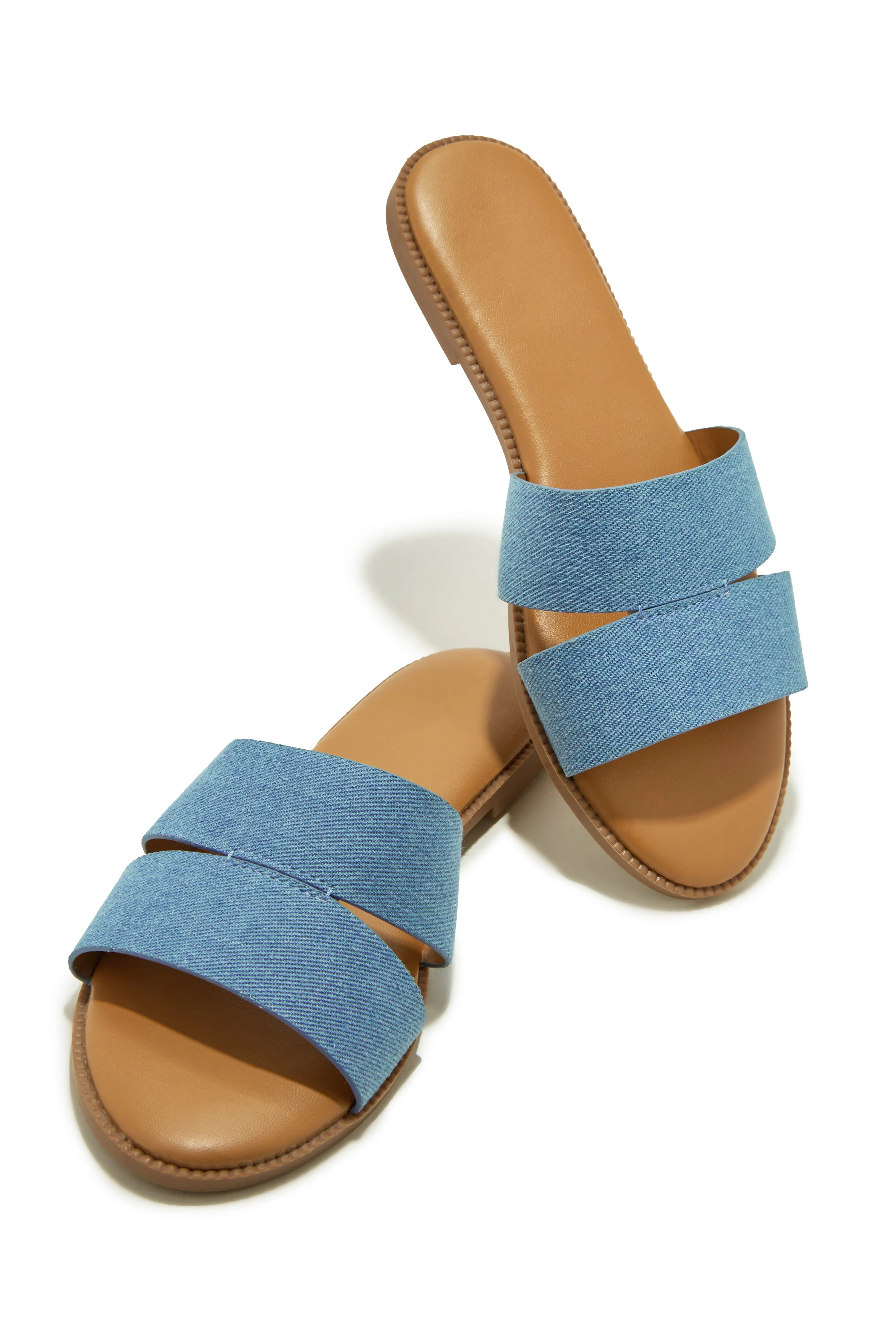 Sunny Season Slip On Sandals - Denim