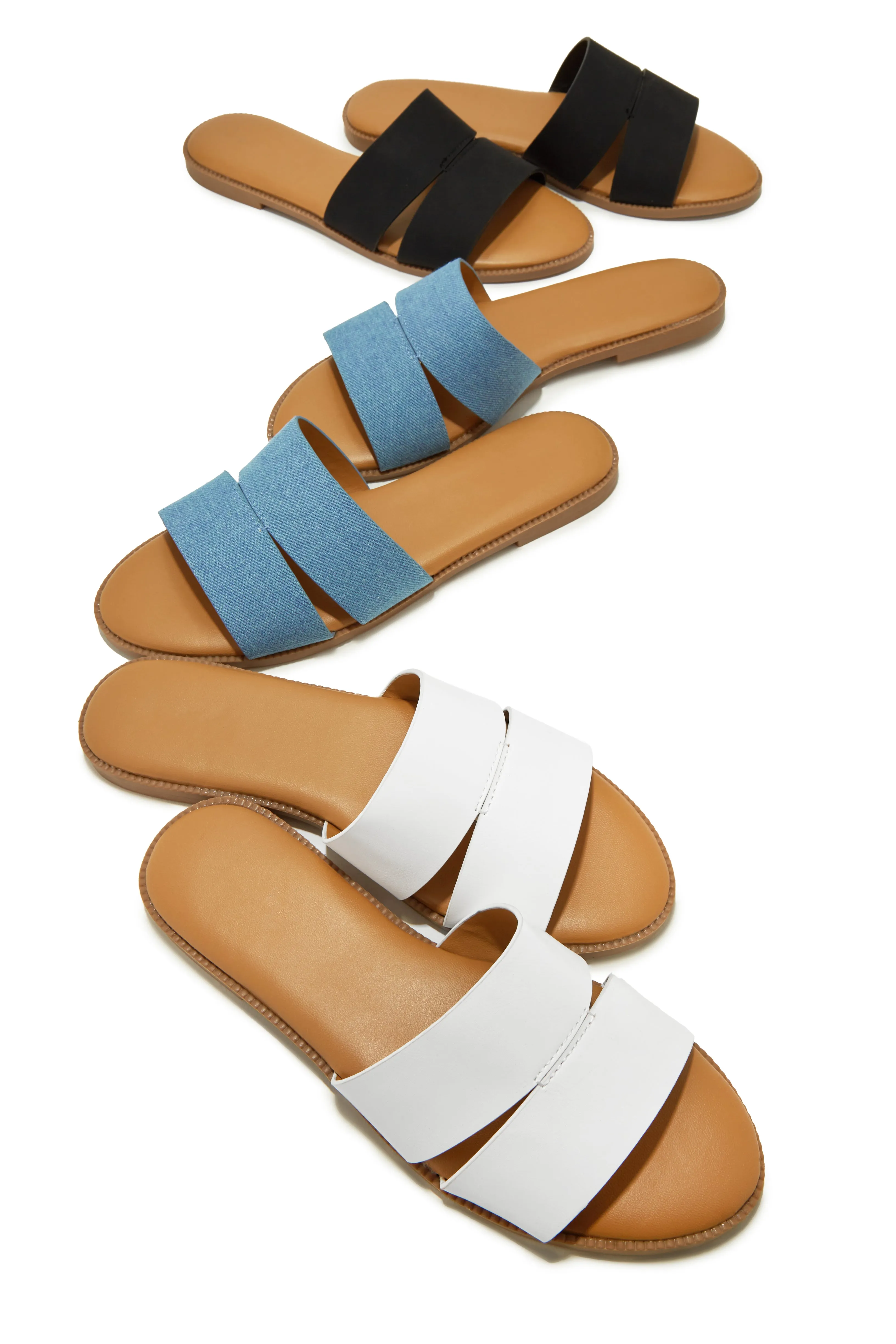Sunny Season Slip On Sandals - Denim