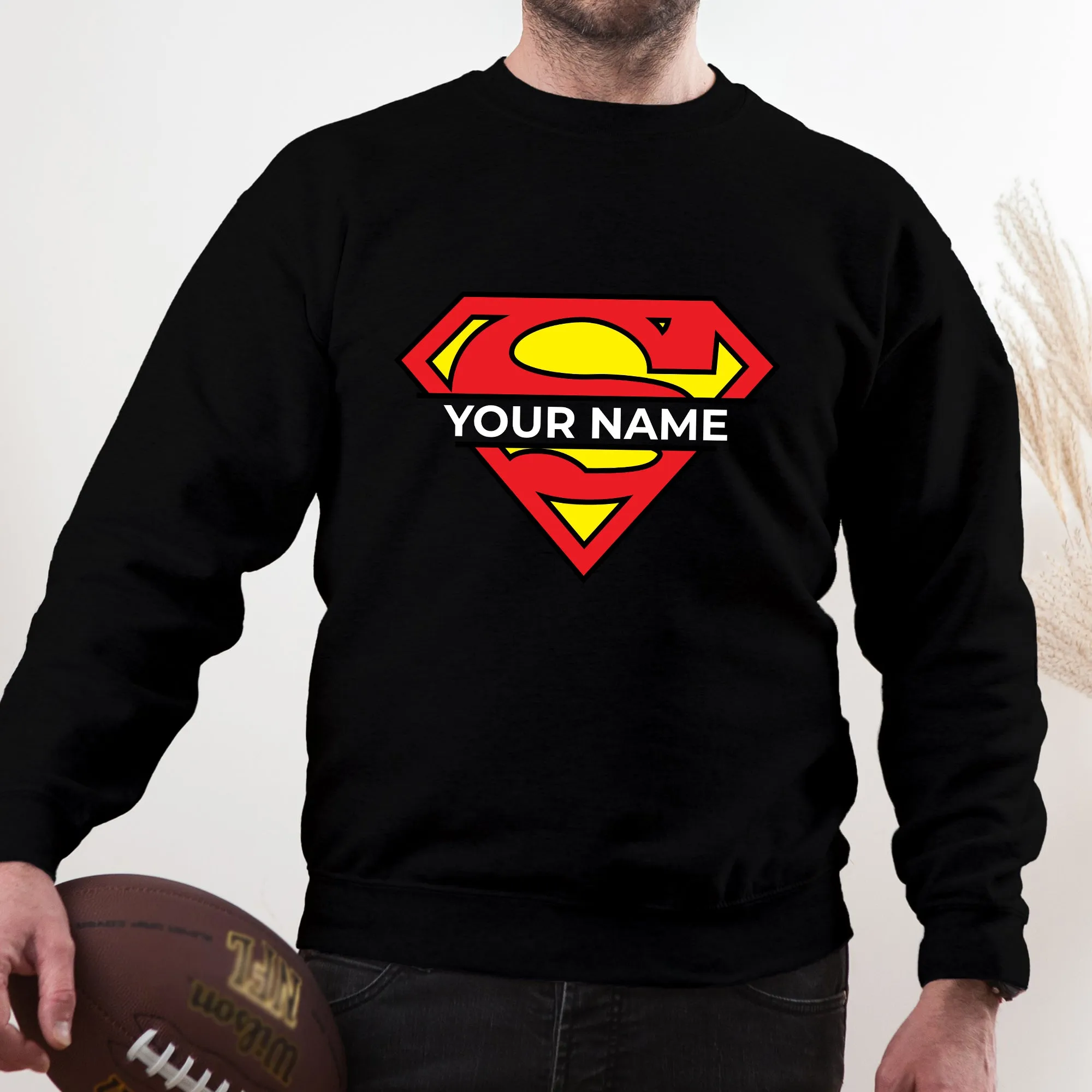 Superman Custom Name Adult Sweatshirt
