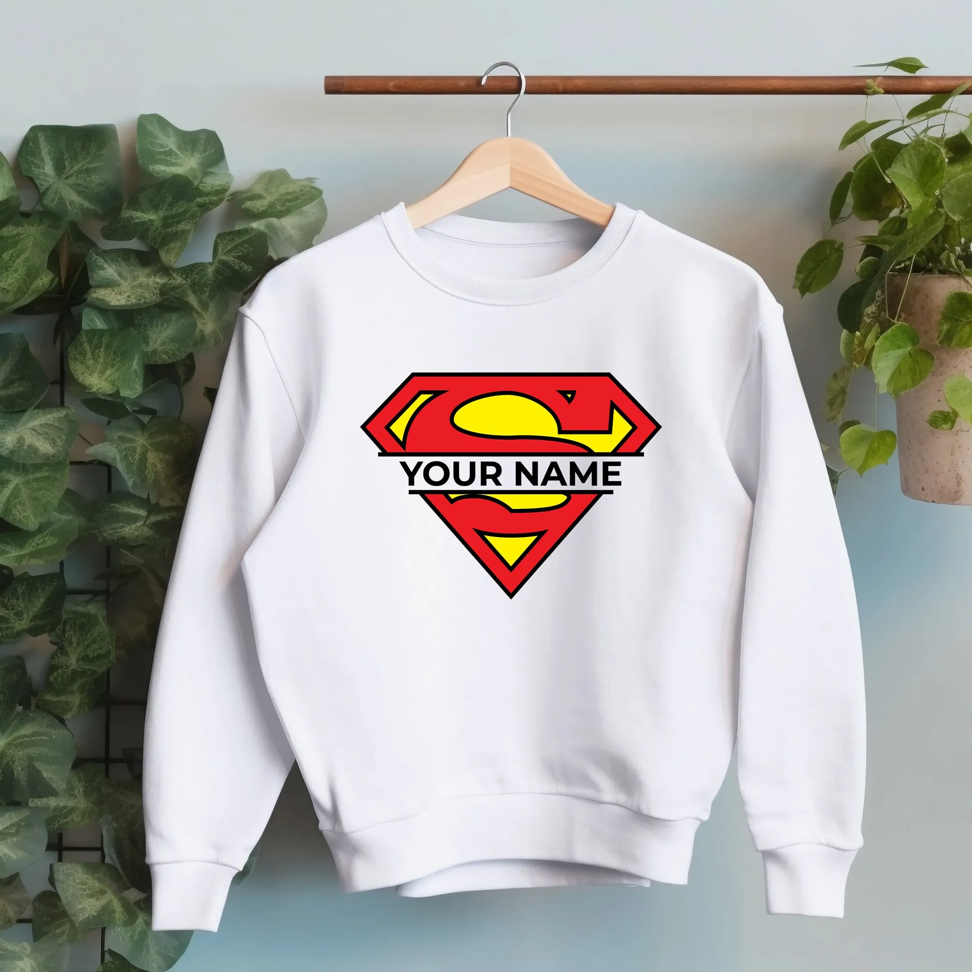 Superman Custom Name Adult Sweatshirt