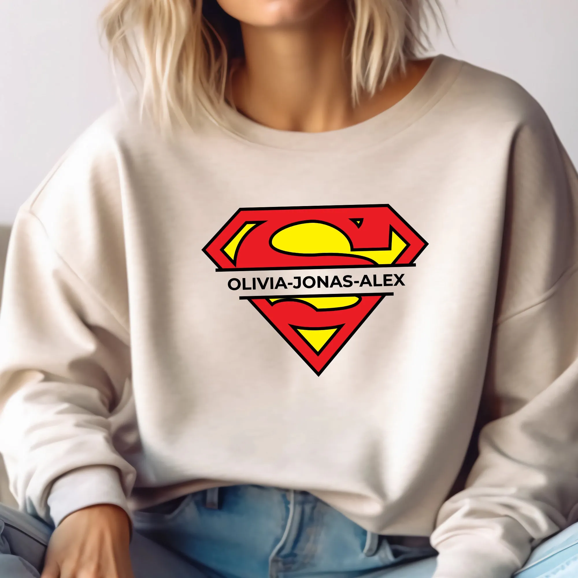 Superman Custom Name Adult Sweatshirt