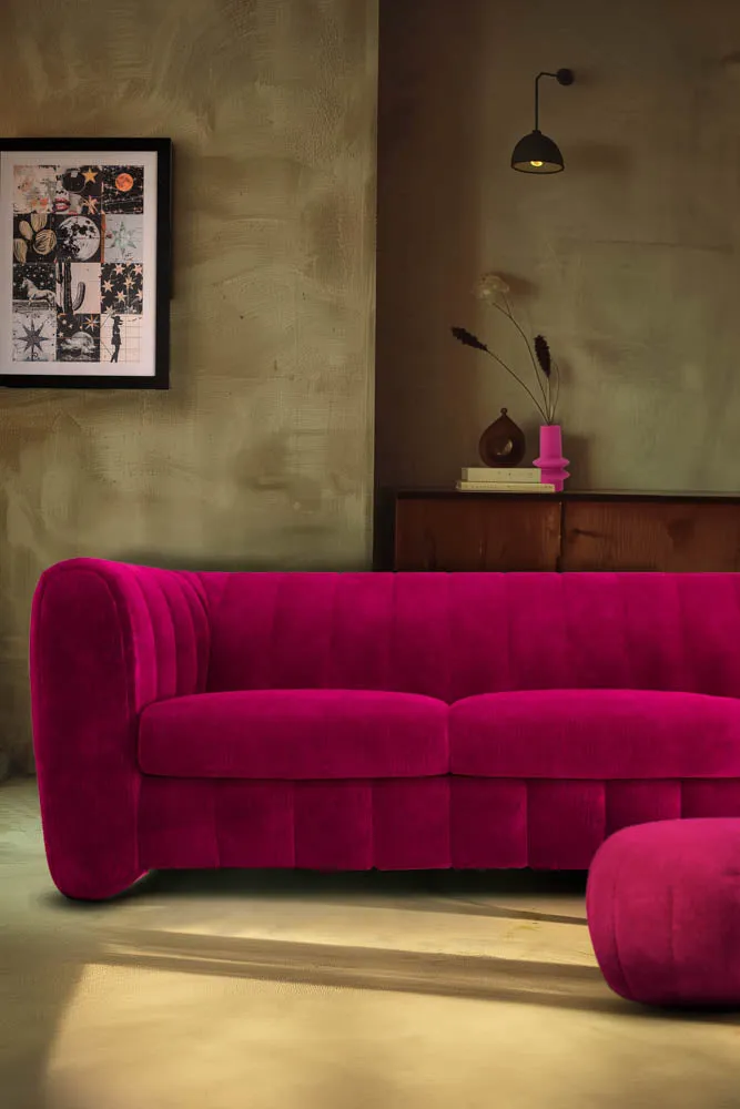 The Bowie Large Sofa In Luxe Needlecord Velvet Harry's Pink