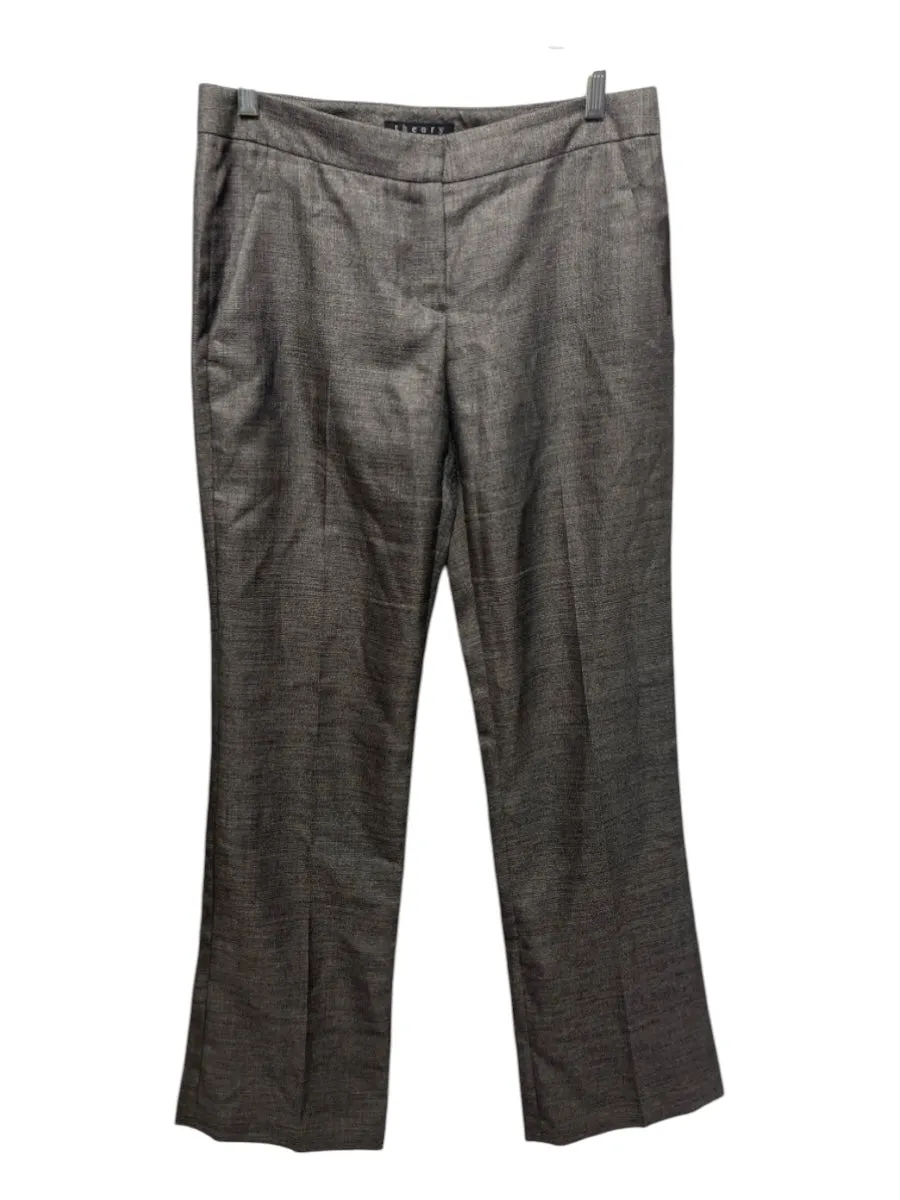 Theory Size 4 Metallic & black Wool Blend Shimmer Wide Leg Dress Pant Pants