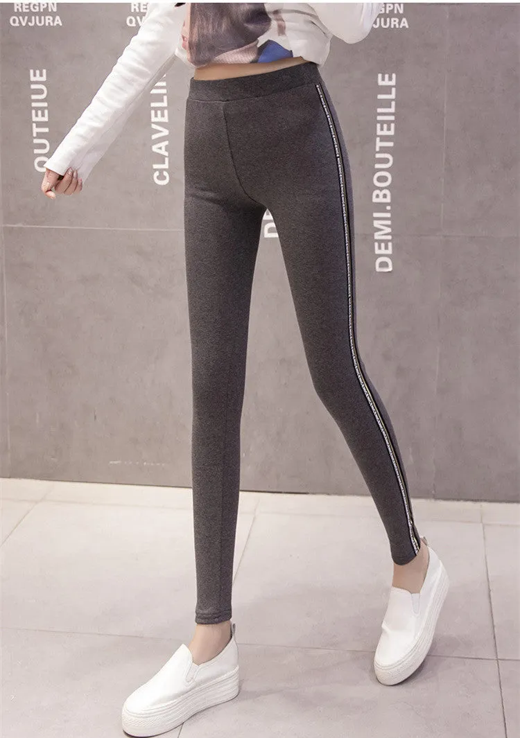 VenusFox High Waist Cotton Side stripes Fitness Leggings