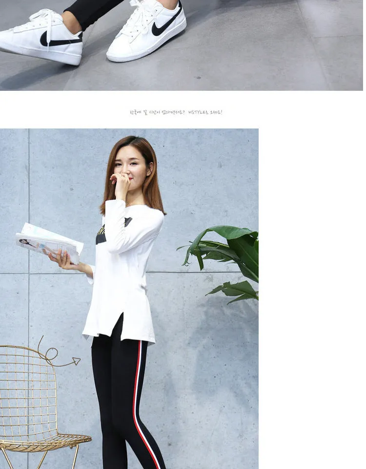 VenusFox High Waist Cotton Side stripes Fitness Leggings