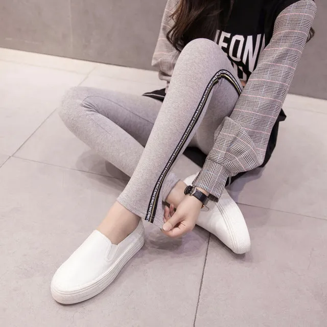 VenusFox High Waist Cotton Side stripes Fitness Leggings