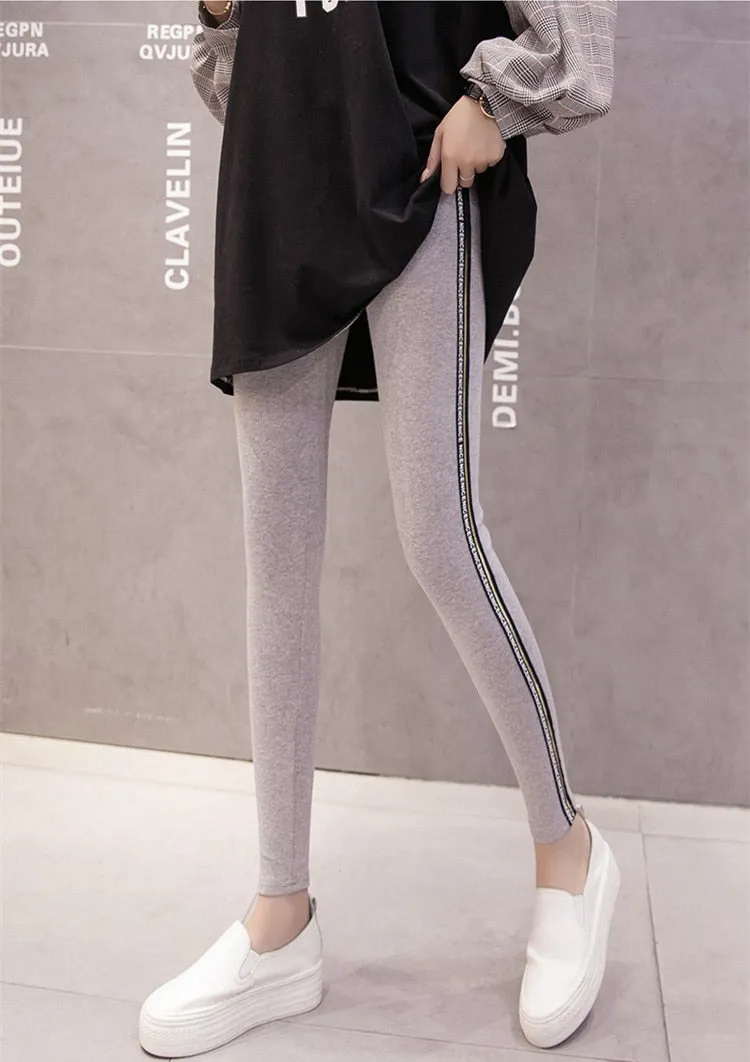 VenusFox High Waist Cotton Side stripes Fitness Leggings