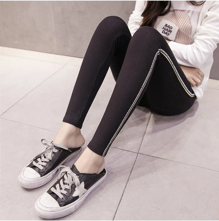 VenusFox High Waist Cotton Side stripes Fitness Leggings