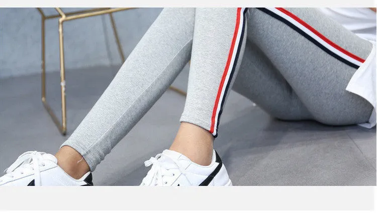 VenusFox High Waist Cotton Side stripes Fitness Leggings