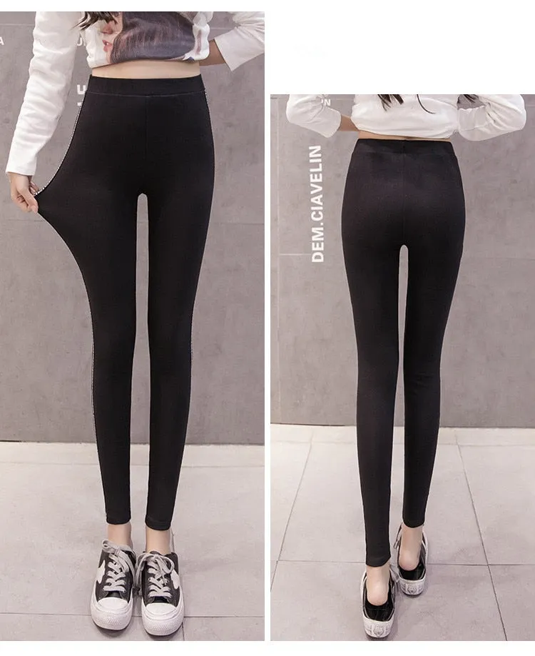 VenusFox High Waist Cotton Side stripes Fitness Leggings