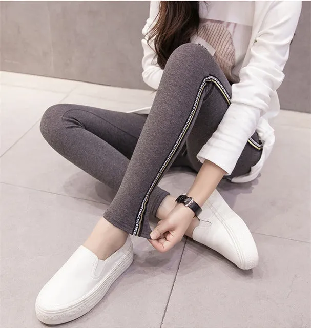 VenusFox High Waist Cotton Side stripes Fitness Leggings