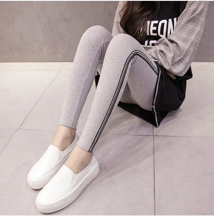 VenusFox High Waist Cotton Side stripes Fitness Leggings