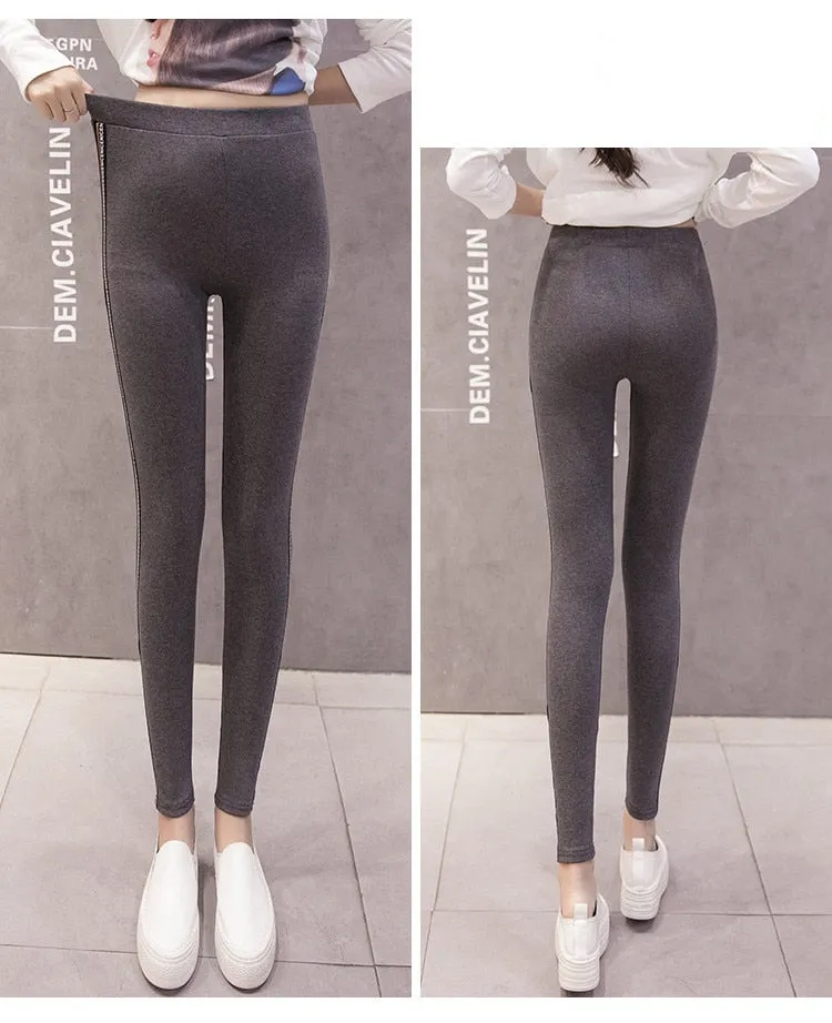 VenusFox High Waist Cotton Side stripes Fitness Leggings