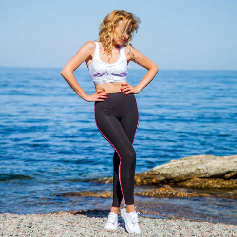 VenusFox High Waist Cotton Side stripes Fitness Leggings